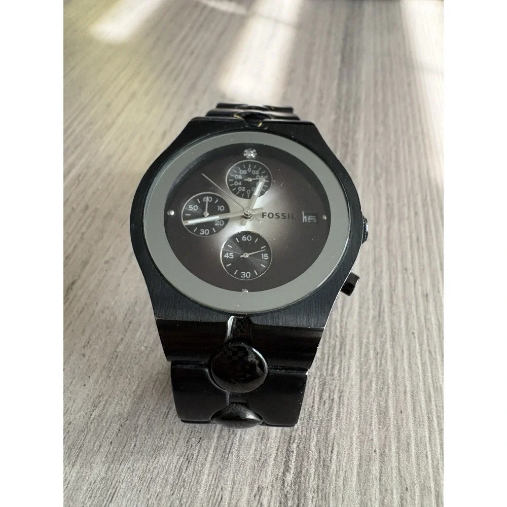 Fossil Chronograph men's quartz,battery & Analog dress blackout watch FS4157
